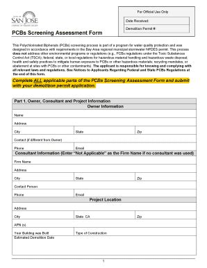 Fillable Online Pcbs Screening Assessment Form City Of Berkeley Fax