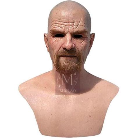 Halloween Realistic Face Bald Old Man Latex Wrinkle Face Mask Full Head