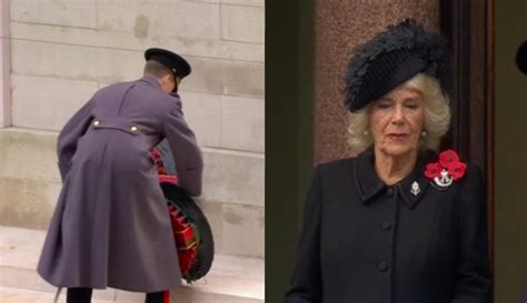 An Equerry Lays A Wreath On Behalf Of Queen Camilla At The Cenotaph Royal Central