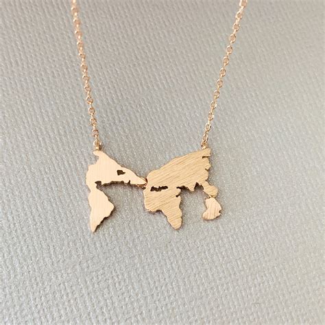 World Map Necklace Map Necklace Globe Necklace. Gold Rose - Etsy