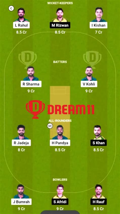 IND Vs PAK Dream11 Team Prediction Today Match 14 Oct Fantasy Cricket