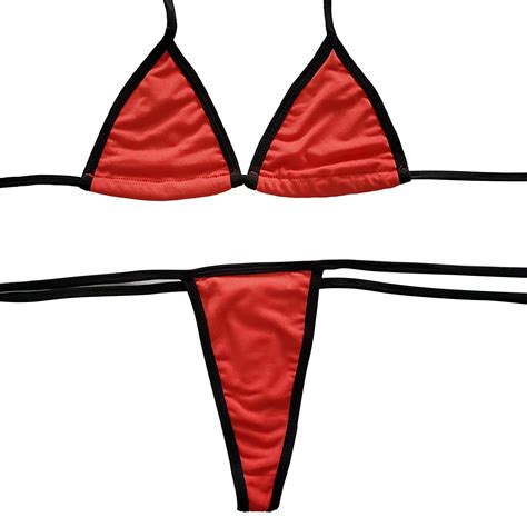 Women S Solid Color Sexy Three Point Thong Bikini Swimsuit Strapless