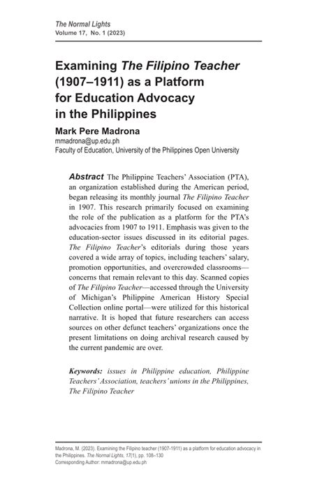 PDF Examining The Filipino Teacher 1907 1911 As A Platform For