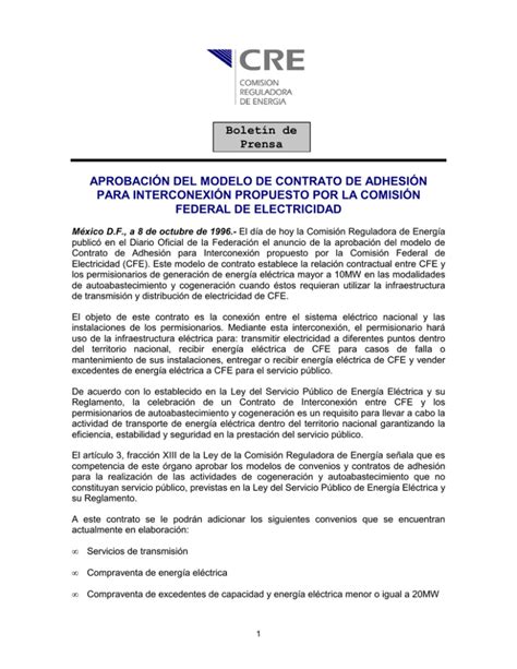 Aprobaci N Del Modelo De Contrato De Adhesi N