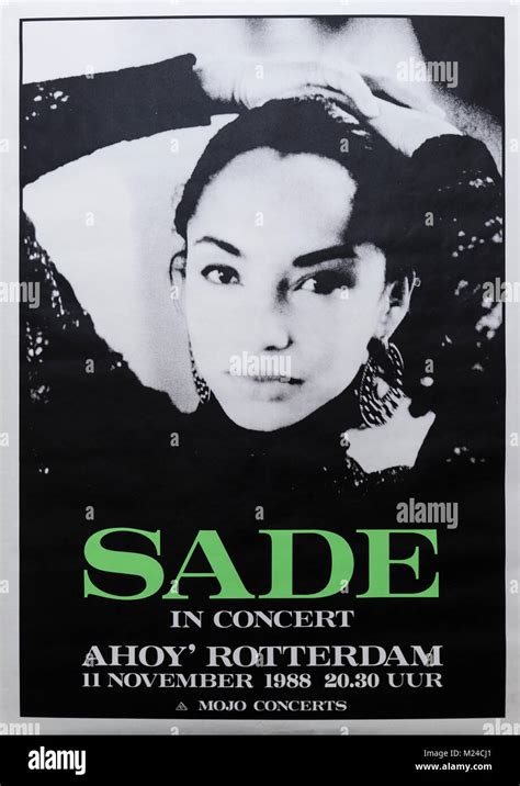 Sade In Concert Ahoy Rotterdam 1988 Musical Concert Poster Stock