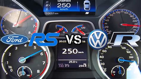 Ford Focus RS Vs VW Golf 7R Acceleration Battle 0 250 And Stock Exhaust