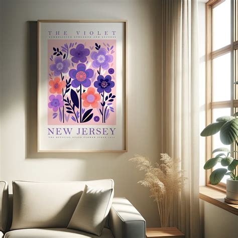 New Jersey State Flower Print, the Violet, Flower Prints, Trendy Floral ...