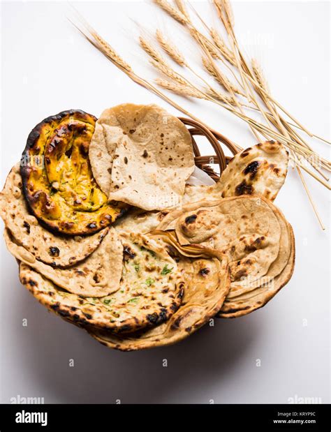 Assorted Indian Bread Basket Includes Chapati Tandoori Roti Or Naan