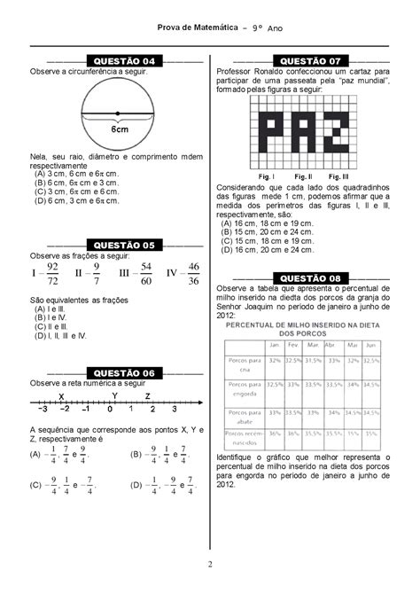 Atividades De Matemática 9 Ano Para Imprimir Com Gabarito