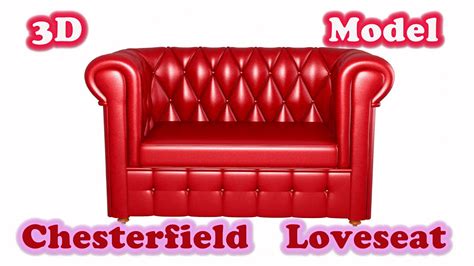 Chesterfield Leather Loveseat Red 3D Model Created In Blender YouTube