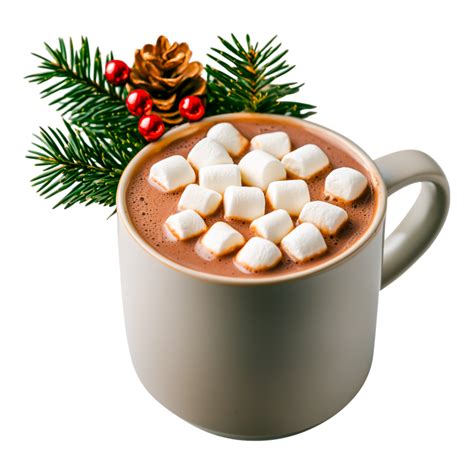 Cozy Hot Chocolate With Marshmallows And Christmas Decor PNG