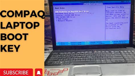 Compaq Boot Menu Key Compaq Laptop Boot From Usb YouTube