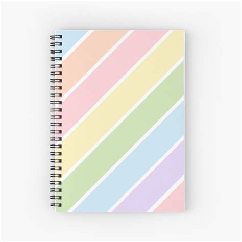 Pastel Aesthetic Rainbow Diagonal Stripe Cute Spiral Notebook By