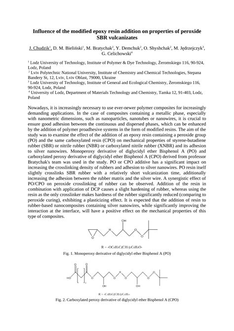 Pdf Influence Of The Modified Epoxy Resin Addition On Properties Of