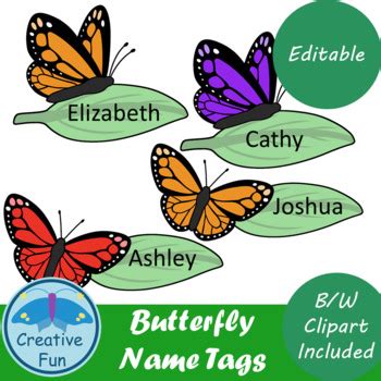 Editable Butterfly Name Tags Name Tags Butterflies Classroom