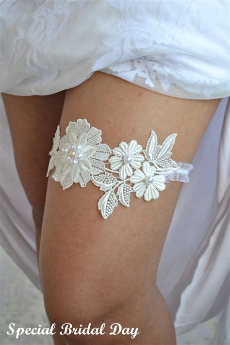 Bridal Garter Wedding Garter Set Ivory Lace Garter Wedding Etsy