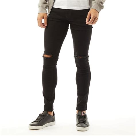 Buy Fluid Mens Ripped Knee Skinny Denim Jeans Black