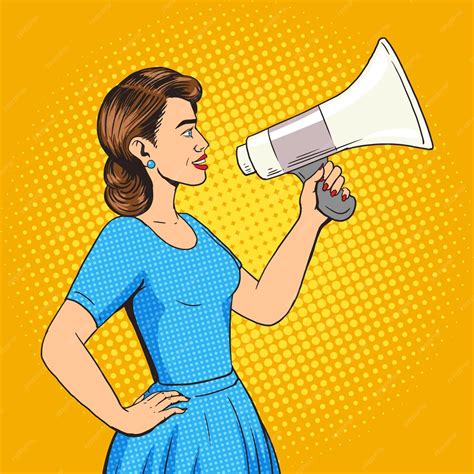 Premium Vector Woman With Megaphone Pop Art Style Vector