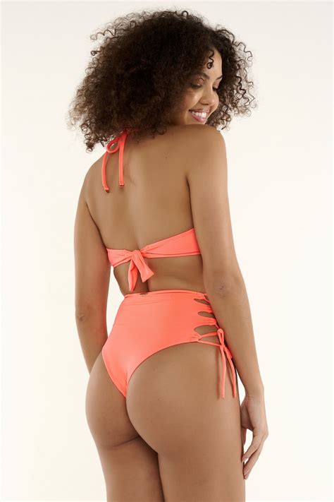 Hot Pants Lateral Cruzada Laranja Fl Or Ilha Bikini