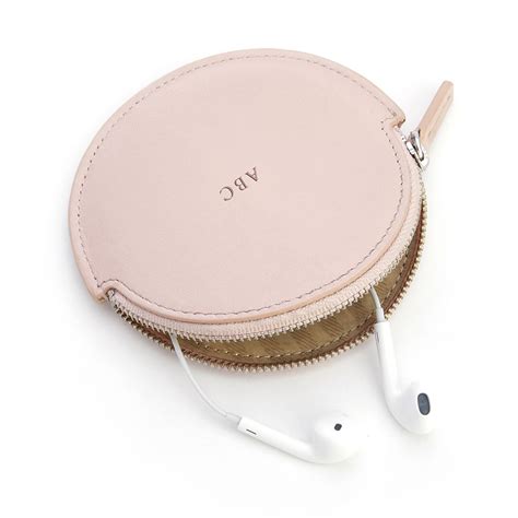 The Monogrammed Leather Earbud Case Hammacher Schlemmer