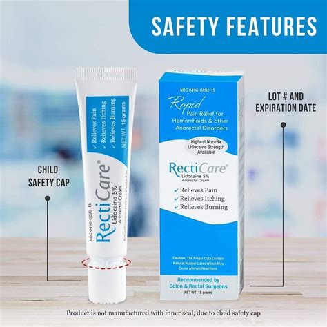 Recticare 5 Lidocaine Cream For Hemorrhoids And Anorectal Disorders