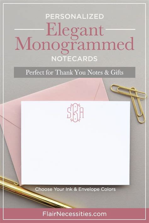 Elegant Monogrammed Note Cards with Envelopes | Monogrammed note cards ...