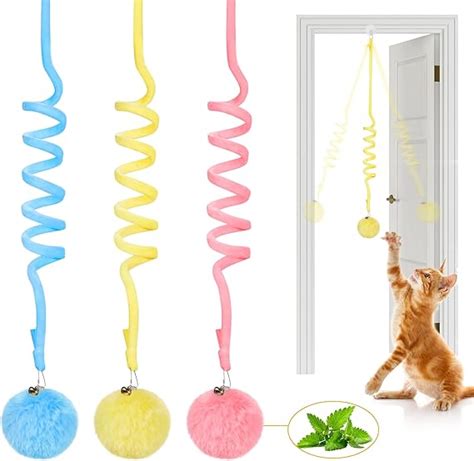 Amazon Potaroma Hanging Fluffy Cat Catnip Ball Toys 3 Pcs With