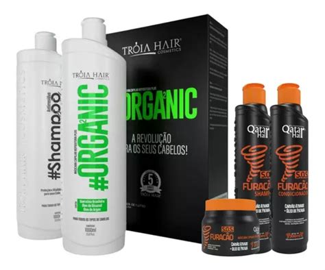 Progressiva Organica Troia Hair 2 Passos 2x1000ml 0 Formol Brinde Kit Furacão Grátis 3x 300g