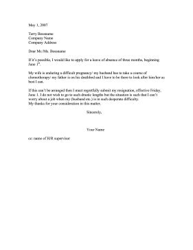 This printable letter serves as an ultimatum between a three-month leave of absence or a ...