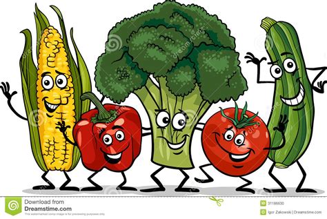 Funny Vegetables Group Cartoon Illustration Royalty Free Stock Vegetable Cartoon Funny