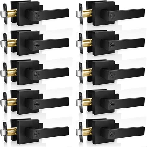 Onateel 10 Pack Modern Black Door Handles Privacy Door Levers Black