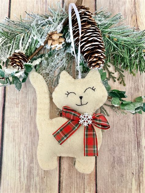 Felt Cat Christmas Ornament Made To Order Etsy