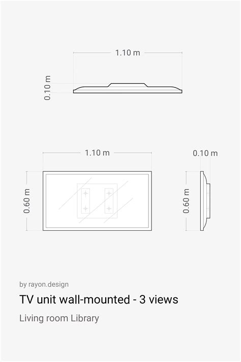 tv unit wall mounted  views  cad block   plan tv unit