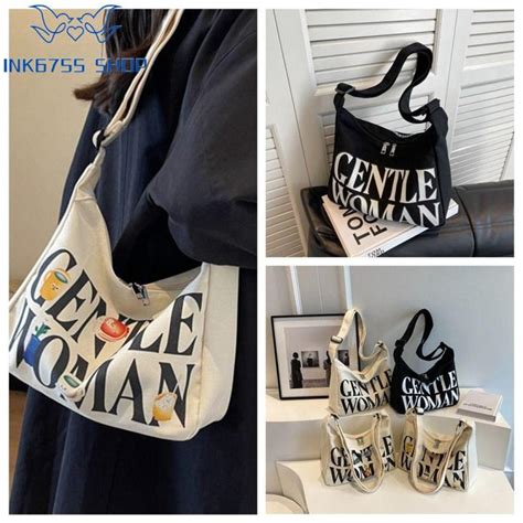 Ink Thai Gentlewoman Canvas Bag Gentle Woman Letter Fashionable