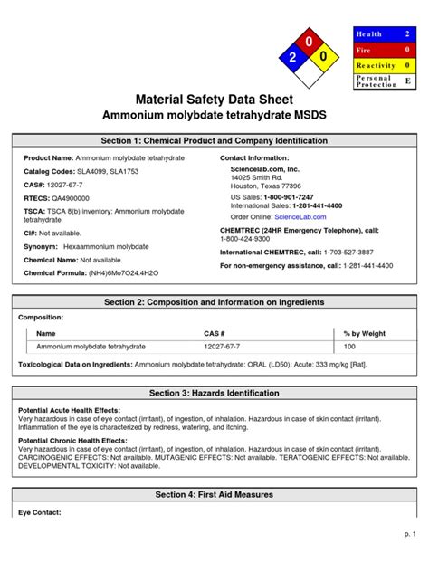 Msds Pdf Toxicity Personal Protective Equipment