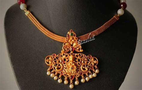 Ethnic Goddess Antique Golden Gemstone Choker Set At Azilaa