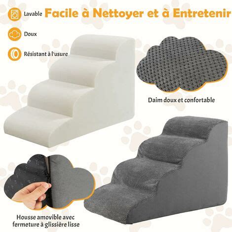 GOPLUS Escalier pour Chien Chat à 3 Marches en éponge Haute Densité