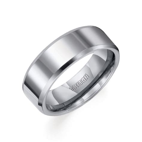 Triton 8mm Tungsten Carbide Bright Polished Bevel Edge Comfort Fit Band