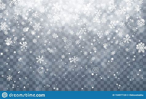 Christmas Snow Falling Snowflakes On Dark Background Snowfall Stock