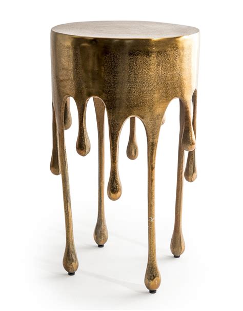 Gold Dali Drip Round Aluminium Side Table