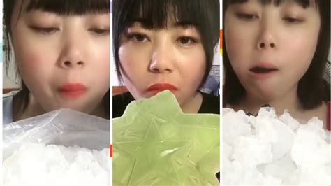 Zhaofeng Solid Hard Ice Eating Asmr 💙🧊💦 Lovelyhardiceeating Youtube