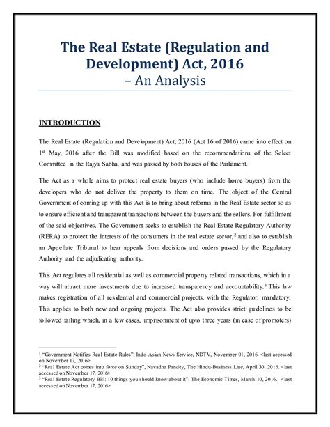 The Real Estate Regulation And Development Act 2016 An Analysis Pdf