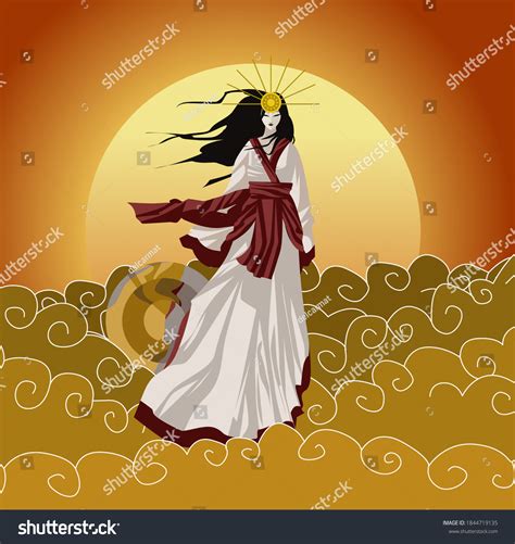 Amaterasu Shinto Sun Mythology Goddess เวกเตอร์สต็อก ปลอดค่าลิขสิทธิ์