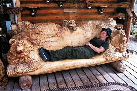 Alaska Wood Carving Bearly Snoozing