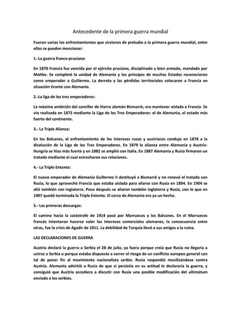 Antecedente De La Primera Guerra Mundial Pdf