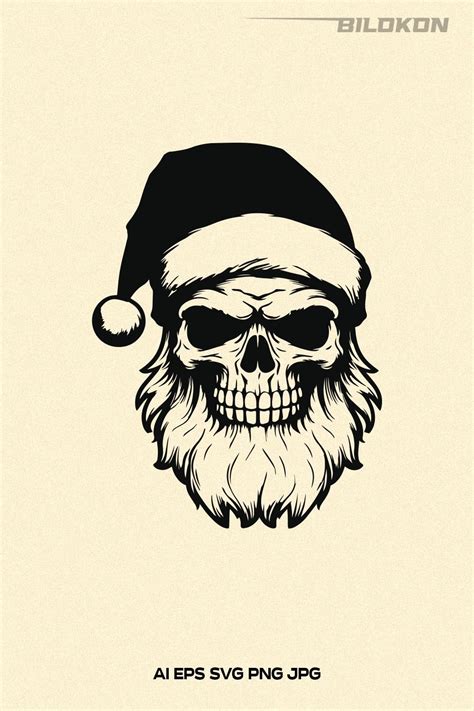 Santa Claus In Skull Face Skull In Santa Hat Svg Vector