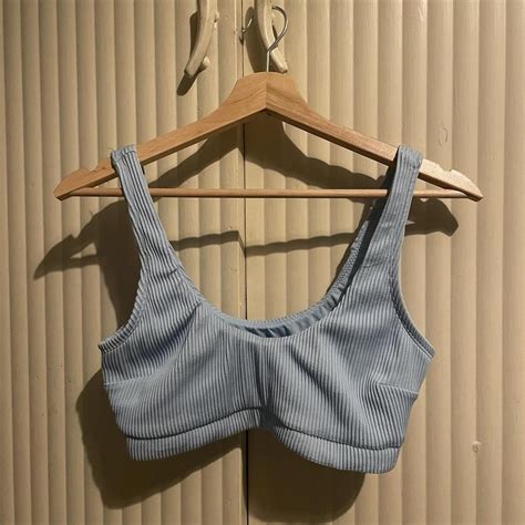 Blue Ribbed Bikini The Top Is A Size And The Depop