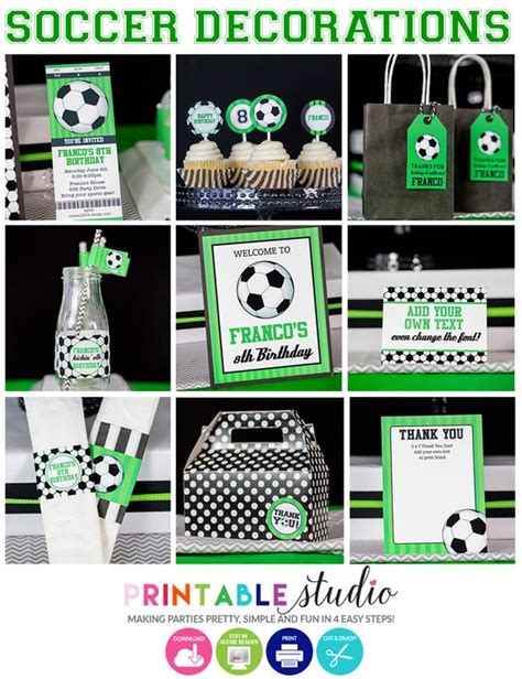 Soccer Party Decorations Instant Download Soccer Birthday Party Decoration Printable Soccer