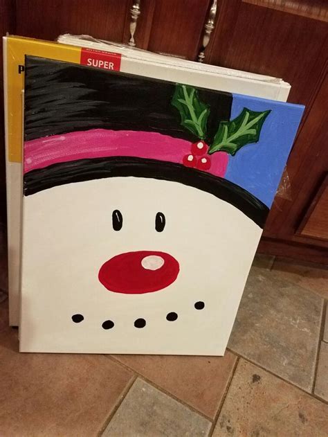 Simple Snowman Painting Snowman Painting Toy Chest Decor