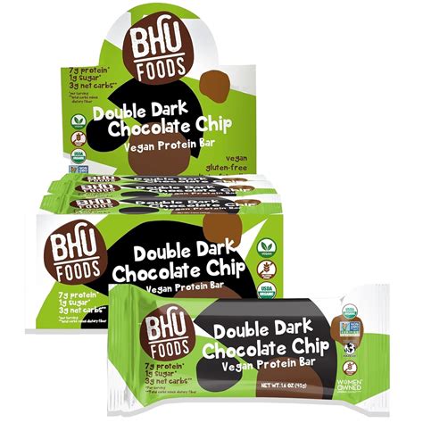 Foods Protein Bars Double Dark Chocolate Chip Organic Keto Snack Low Carb Low Sugar Grain